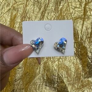 Heart-Shaped Crystal Stud Earrings